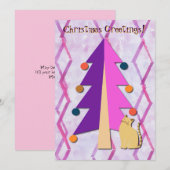 Kerstboom  Retro Kat Vakantie Kaart (Voorkant / Achterkant)