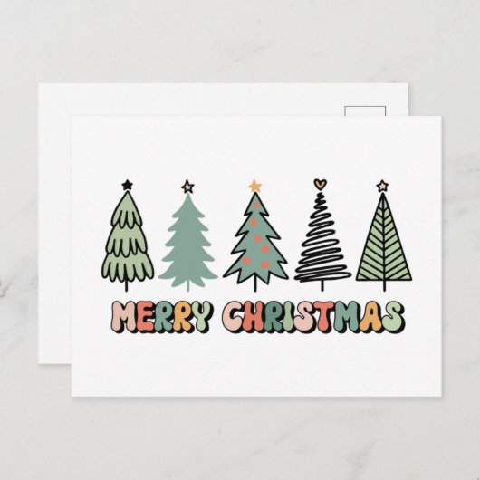 Kerstboom Retro Kerstmis Briefkaart (Voorkant / Achterkant)