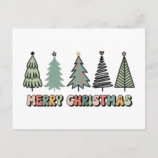 Kerstboom Retro Kerstmis Briefkaart (Voorkant)
