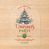Kerstboom Retro Typografie Kerstfeest Acryl Uitnodigingen (Voorkant)