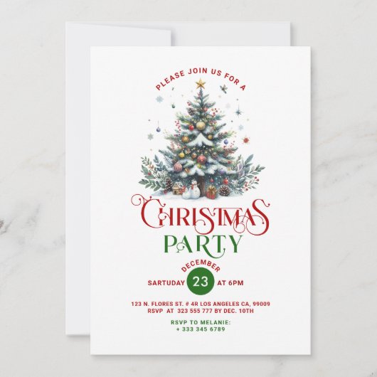 Kerstboom Retro Typografie Kerstfeest Kaart (Voorkant)