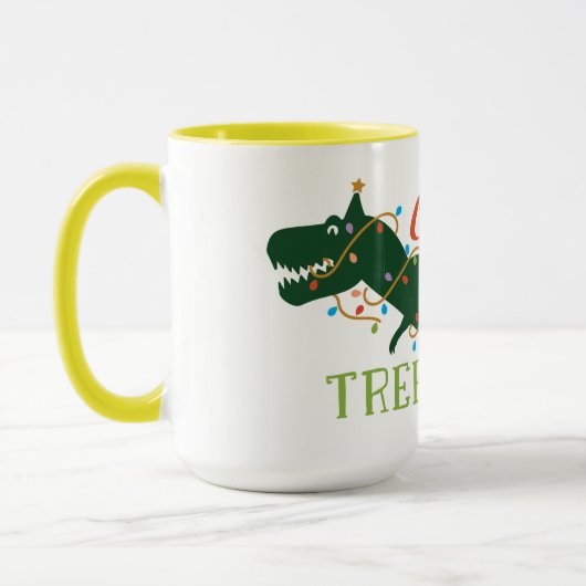 Kerstboom Rex Cute Decorated Dinosaur Mok (Links)