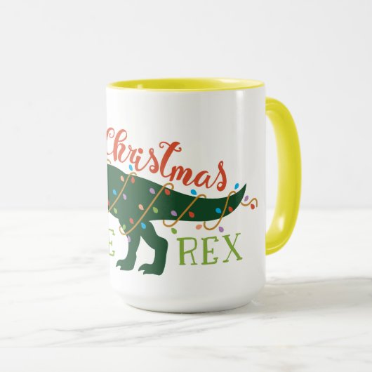 Kerstboom Rex Cute Decorated Dinosaur Mok (Voorkant rechts)