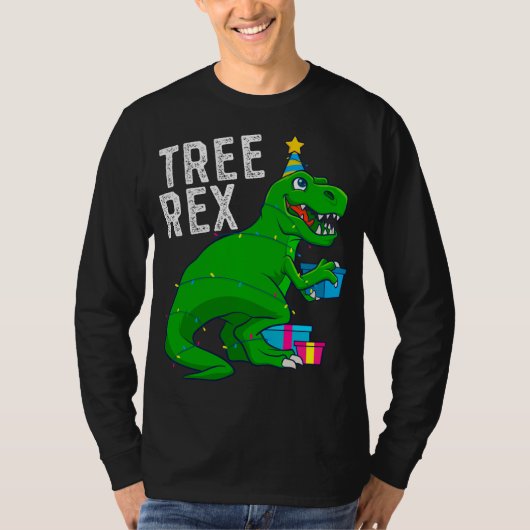 kerstboom Rex Dinosaur Xmas Trex Funny T-shirt (Voorkant)