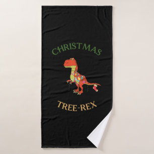 Kerstboom rex grappige Xmas kawaii dinosaurus Badhanddoek