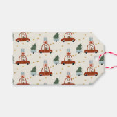 Kerstboom Rode Auto Illustratie Cadeaublaadjes Cadeaulabel (Voorkant (Horizontaal))