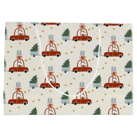 Kerstboom Rode Auto Illustratie Cadeautas (Achterkant)