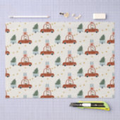 Kerstboom Rode Auto Illustratie  Tissuepapier (Craft)