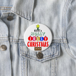 Kerstboom Rode Blauwe Gouden Ornamenten  Ronde Button 7,6 Cm