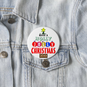 Kerstboom Rode Blauwe Gouden Ornamenten  Ronde Button 7,6 Cm