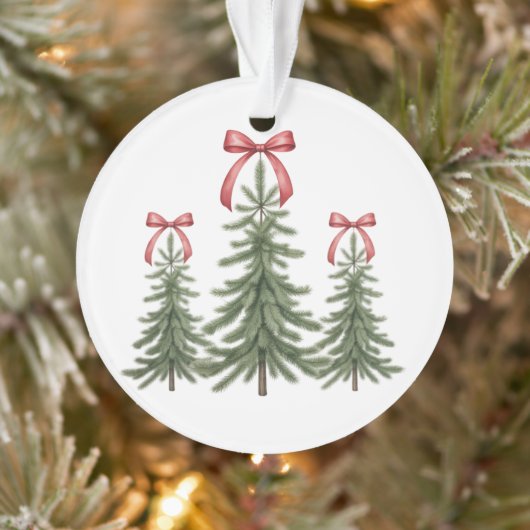 Kerstboom Rode Boog Retro Prettig Kerstmis Kerstmi Ornament (Boom)