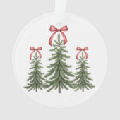 Kerstboom Rode Boog Retro Prettig Kerstmis Kerstmi Ornament (voorkant)