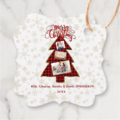 Kerstboom Rode Buffalo Goud Foto Prettig Kerstfees Bedankjes Labels (Achterkant)