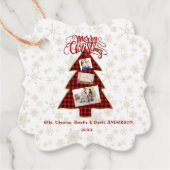 Kerstboom Rode Buffalo Goud Foto Prettig Kerstfees Bedankjes Labels (Voorkant)