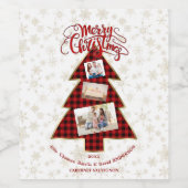 Kerstboom Rode Buffalo Goud Foto Prettig Kerstfees Wijn Etiket (Enkel label)