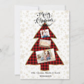 Kerstboom Rode Buffel Goud Vrolijke Kerstfoto Kaart (Voorkant)