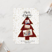 Kerstboom Rode Buffel Goud Vrolijke Kerstfoto Kaart (Voorkant / Achterkant in situ)