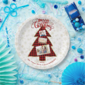 Kerstboom Rode Buffel Goud Vrolijke Kerstfoto Papieren Bordje (Feest)