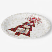 Kerstboom Rode Buffel Goud Vrolijke Kerstfoto Papieren Bordje (Gekanteld)