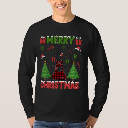 Kerstboom Rode Buffel Plaid OB Nurse Ugly Christma T-shirt (Voorkant)