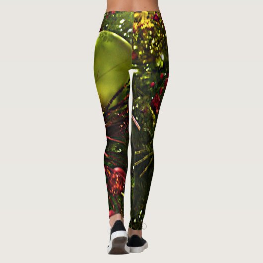 Kerstboom Rode & Gouden Kerstmis Leggings (Achterkant)