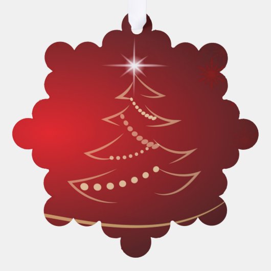 Kerstboom Rode Gouden Ornamenten Kaart met Star (Achterkant)