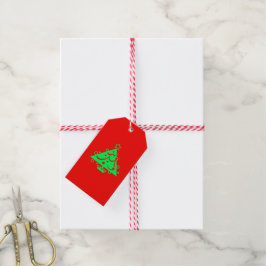Kerstboom Rode Groene Feestdagen 4Curtis Cadeaulabel