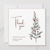 Kerstboom Rode Groene Winter Feestelijke bruiloft Bedankkaart (Voorkant)