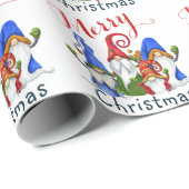 Kerstboom Rode kabouters Waterverf vakantie Cadeaupapier (Rol Hoek)