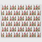 Kerstboom Rode kabouters Waterverf vakantie Cadeaupapier (Vlak)