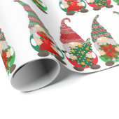 Kerstboom Rode kabouters Waterverf vakantie Cadeaupapier (Rol Hoek)