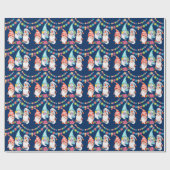 Kerstboom Rode kabouters Waterverf vakantie Cadeaupapier (Vlak)