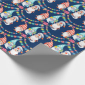 Kerstboom Rode kabouters Waterverf vakantie Cadeaupapier (Hoek)