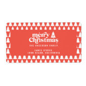 kerstboom rode moderne feestdag eenvoudig stijlvol etiket (Voorkant)