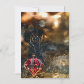 Kerstboom Rode Ornament Holiday Lights Party Kaart (Achterkant)