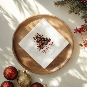 Kerstboom Rode Retro Typografie Servet