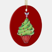 Kerstboom rode sierbloem keramisch ornament (Rechts)