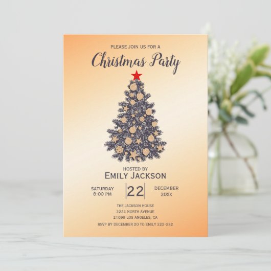 Kerstboom Rode Ster Kaart (Staand voorkant)