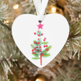 Kerstboom rode sterren en een kaneelstok ornament