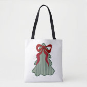 Kerstboom Rode Strik Handgetekend Coquette Tote Bag (Voorkant)