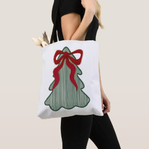 Kerstboom Rode Strik Handgetekend Coquette Tote Bag