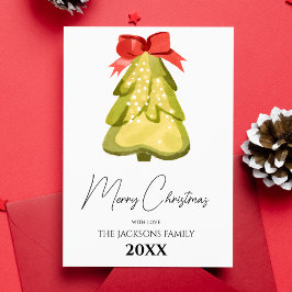 Kerstboom Rode Strik Kerstkaart