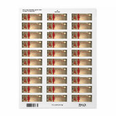 Kerstboom, Rode Strik Vakantiedecoratie Etiket (Full Sheet)