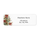Kerstboom rode strikken retouradres etiket (Voorkant)