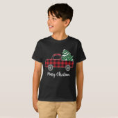 Kerstboom Rode Vrachtwagen Buffel Plaid Grappig T- T-shirt (Voorkant volledig)