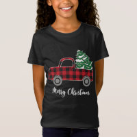 Kerstboom Rode Vrachtwagen Buffel Plaid Grappig T-