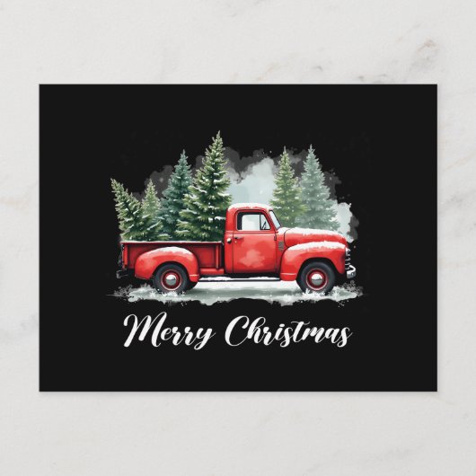 Kerstboom rode vrachtwagen informatiekaartje (Voorkant)