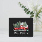Kerstboom rode vrachtwagen informatiekaartje (Staand voorkant)