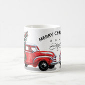 Kerstboom  Rode Vrachtwagen Monogram Naam Koffiemok (Center)
