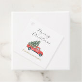 Kerstboom & Rode Vrachtwagen Schattige Vrolijk X'm Bedankjes Labels (In situ)